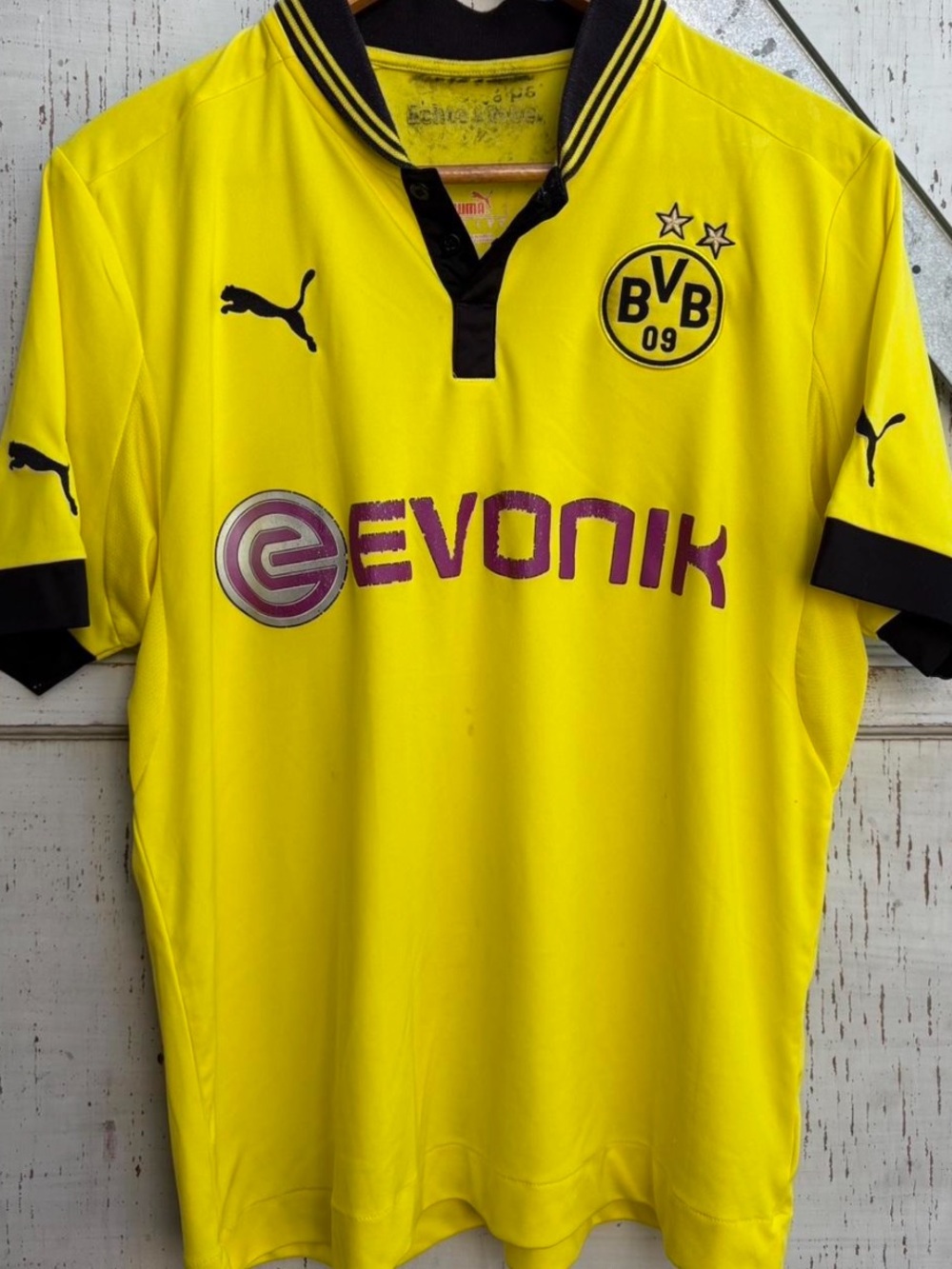 Vintage style Puma BVB Polo Men’s Yellow German Football Soccer Jersey L